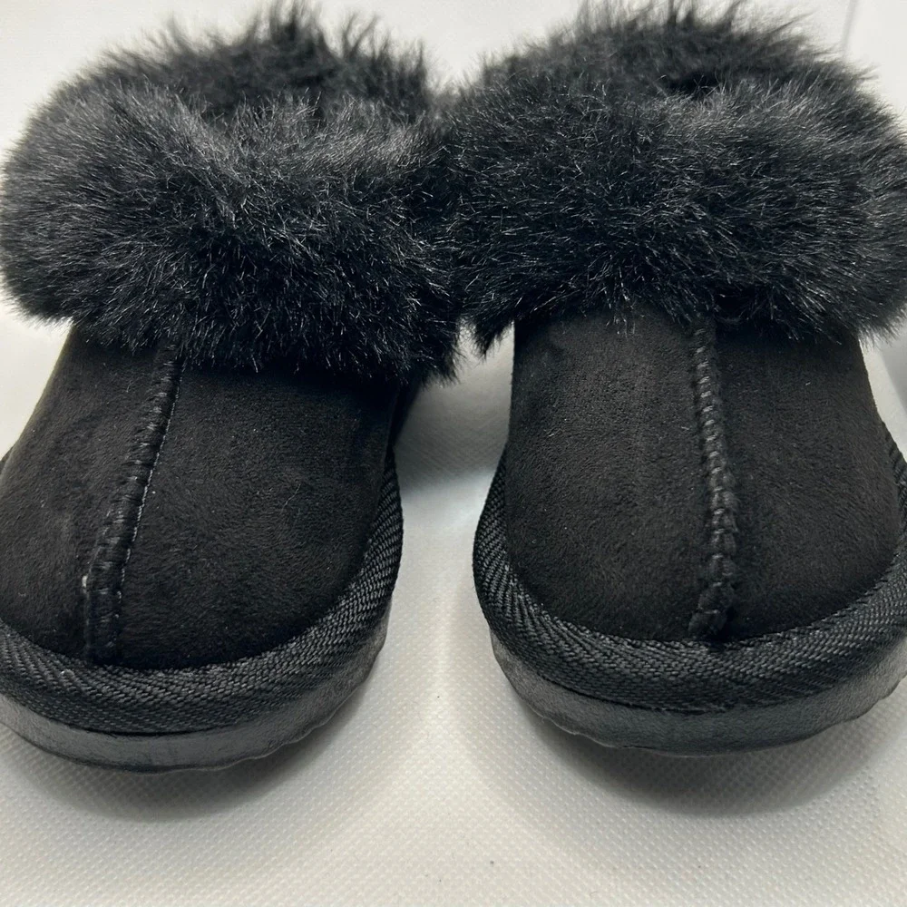 Black Suede Faux Fur Lined kids Boots Size 5 Target Winter Pull On‎ Outdoor
